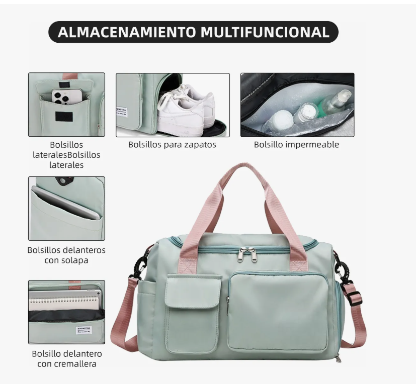 Foto 4 pulgar | Maletas Xtellar Deportiva Mochila De Gym Viaje Equipaje De Mano 2pcs Modelo Rosa Verdoso