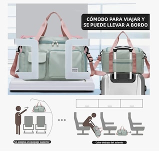 Foto 4 | Maletas Xtellar Deportiva Mochila De Gym Viaje Equipaje De Mano 2pcs Modelo Rosa Verdoso