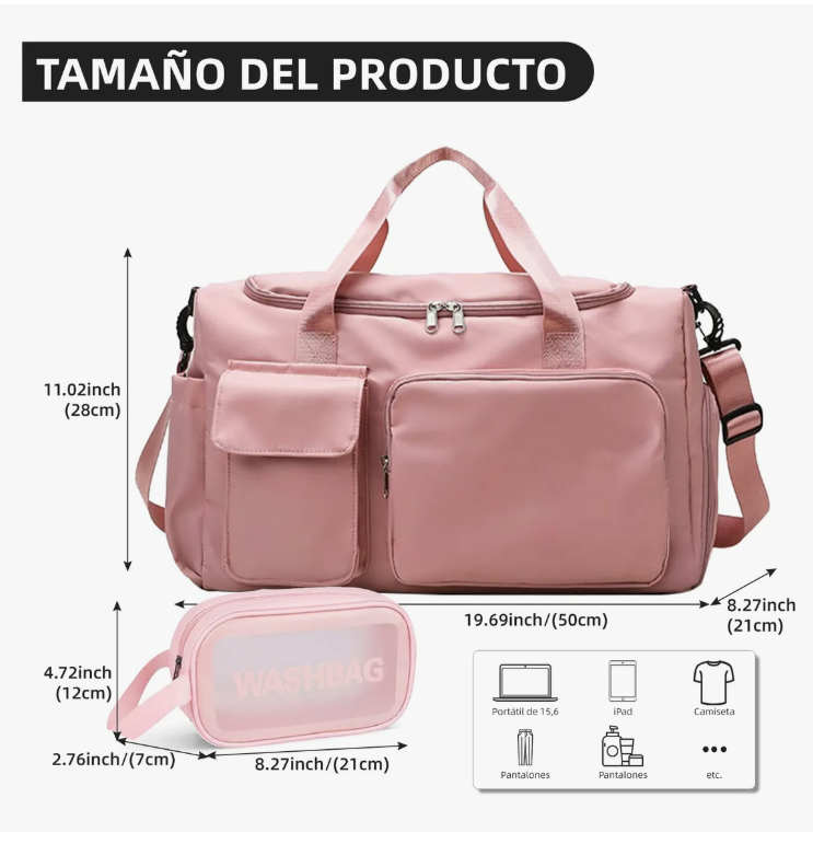 Foto 4 | Maletas Xtellar Deportiva Mochila De Gym Viaje Equipaje De Mano 2pcs Modelo Rosa