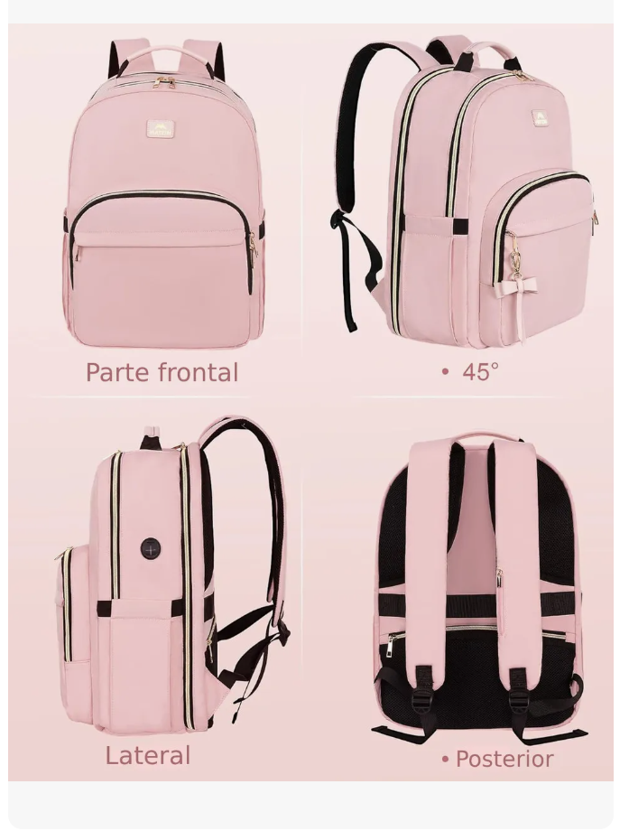 Foto 2 | Mochila Xtellar De Viaje Mujer, Mochila Para Laptop 17 Pulgadas, 35l Capacidad Resistente Al Agua Color Rosa