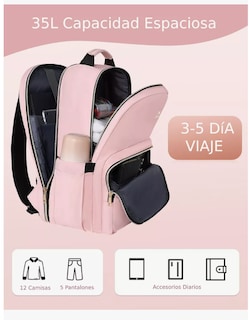 Foto 4 | Mochila Xtellar De Viaje Mujer, Mochila Para Laptop 17 Pulgadas, 35l Capacidad Resistente Al Agua Color Rosa