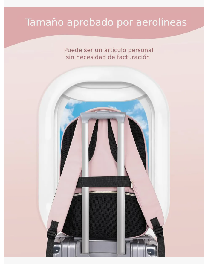 Foto 5 | Mochila Xtellar De Viaje Mujer, Mochila Para Laptop 17 Pulgadas, 35l Capacidad Resistente Al Agua Color Rosa