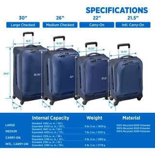 Foto 7 | Equipaje Eagle Creek Expanse, 4 Ruedas, 56 Cm, Azul Piloto - Venta Internacional.