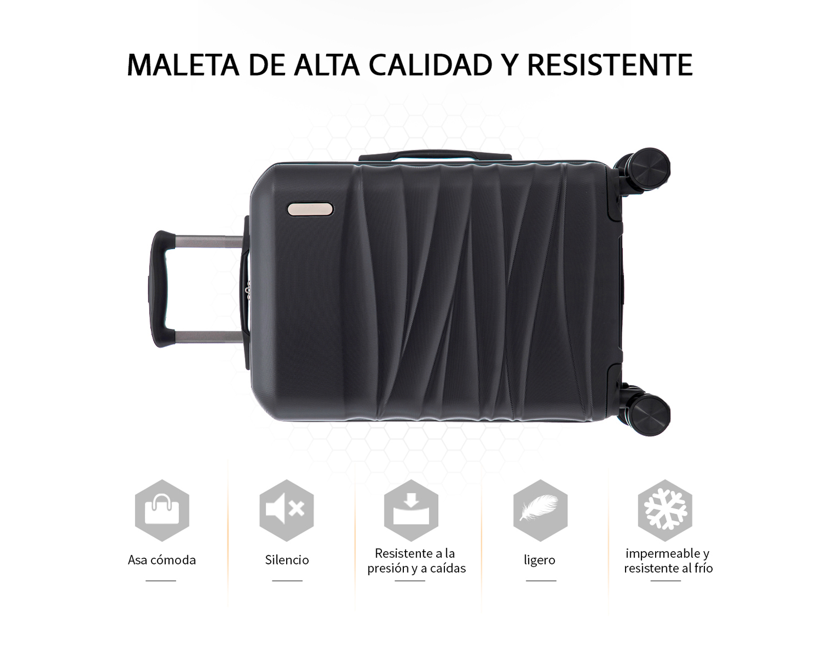 Foto 6 pulgar | Maleta Rigida Con Ruedas Giratorias Basitex Negra