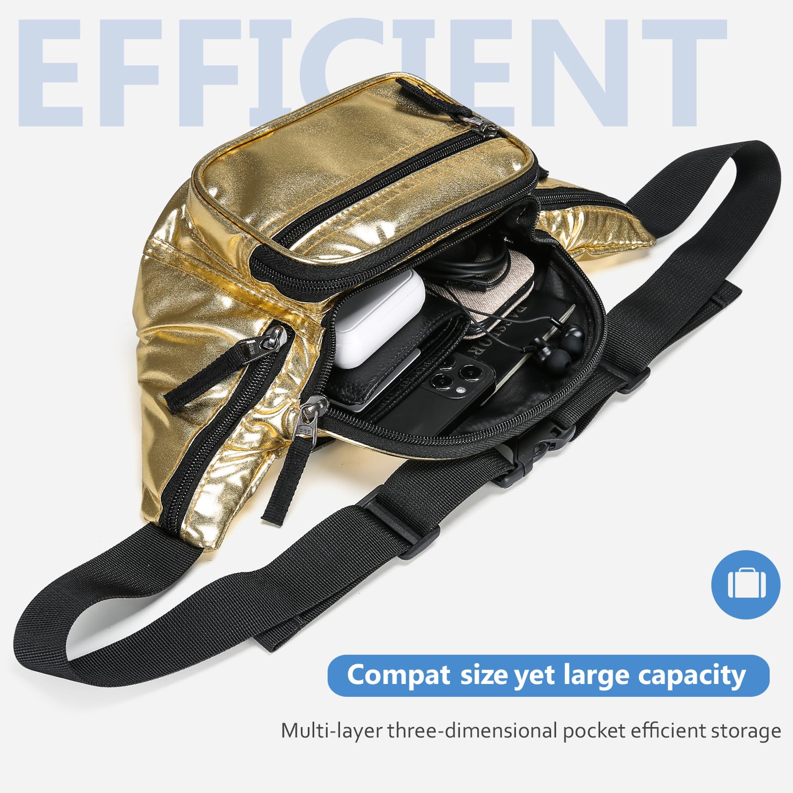 Foto 3 | Riñonera Fanny Pack Procase Para Hombre Y Mujer, Color Dorado, Talla M - Venta Internacional.