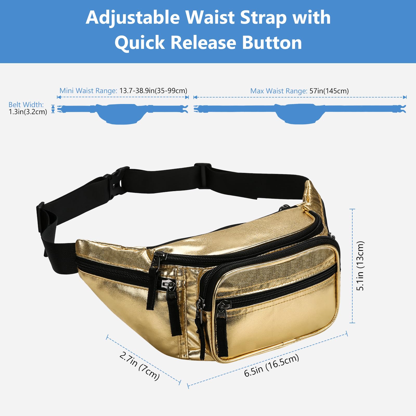 Foto 6 pulgar | Riñonera Fanny Pack Procase Para Hombre Y Mujer, Color Dorado, Talla M - Venta Internacional.