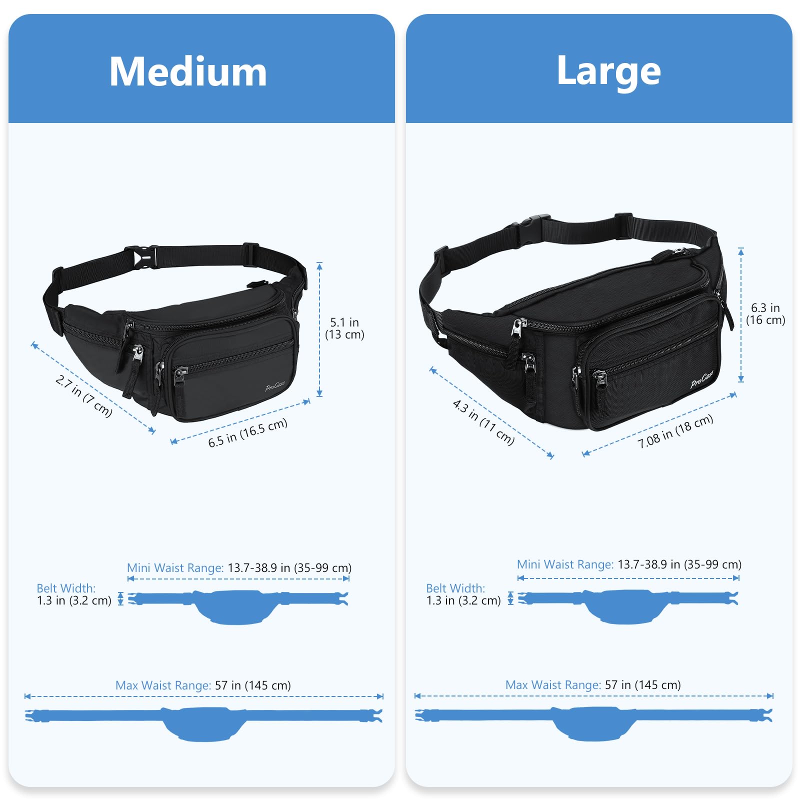 Foto 6 pulgar | Riñonera Fanny Pack Procase Para Viajes, Senderismo Y Correr, Color Negro - Venta Internacional.