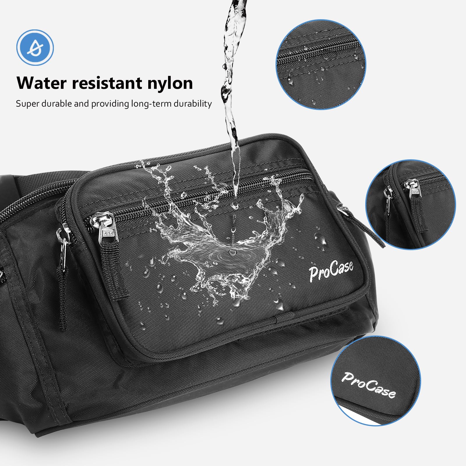 Foto 7 pulgar | Riñonera Fanny Pack Procase Para Viajes, Senderismo Y Correr, Color Negro - Venta Internacional.