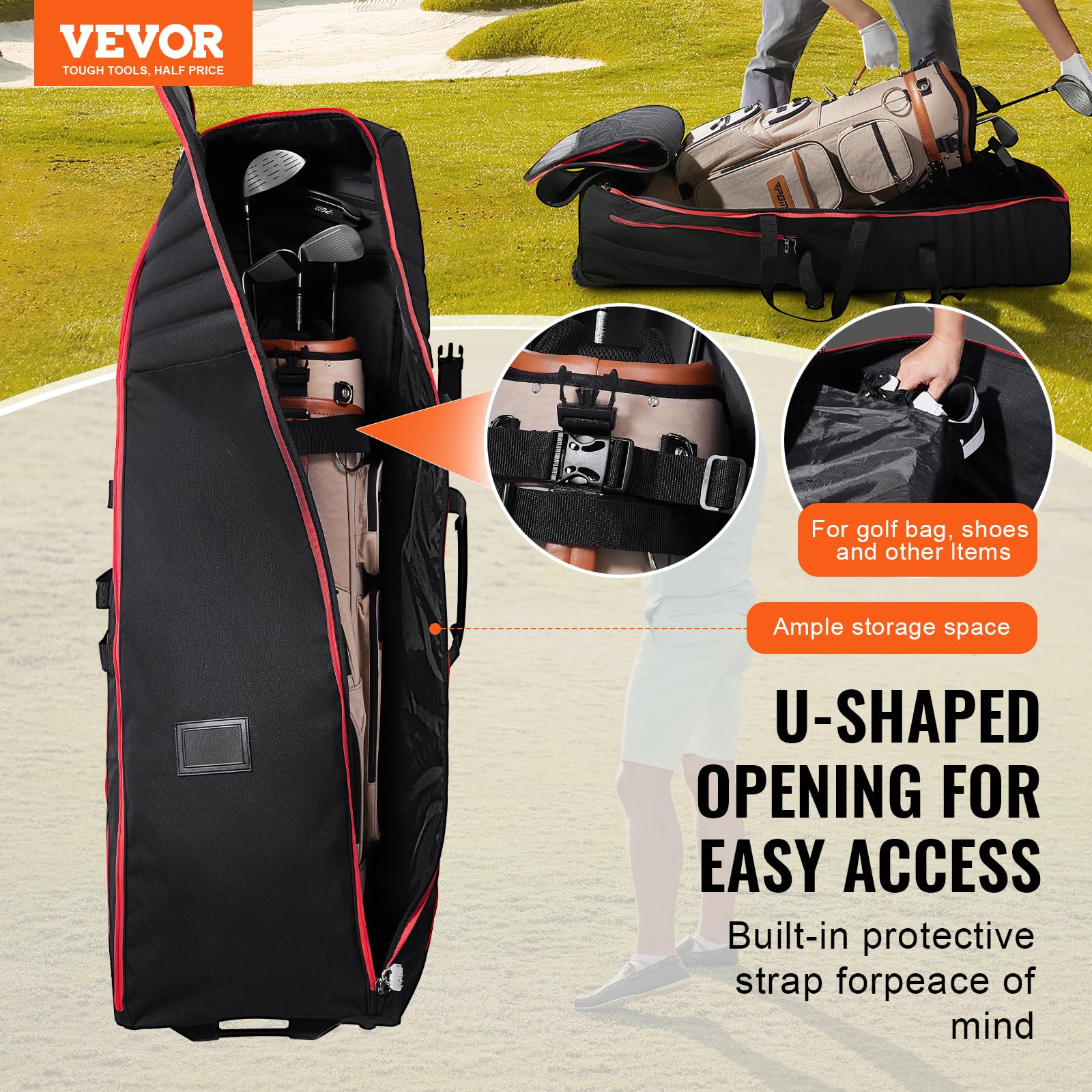 Foto 3 pulgar | Bolsa De Viaje De Golf Vevor Heavor Heavy Duty 1000d De Nailon Con Ruedas - Venta Internacional.