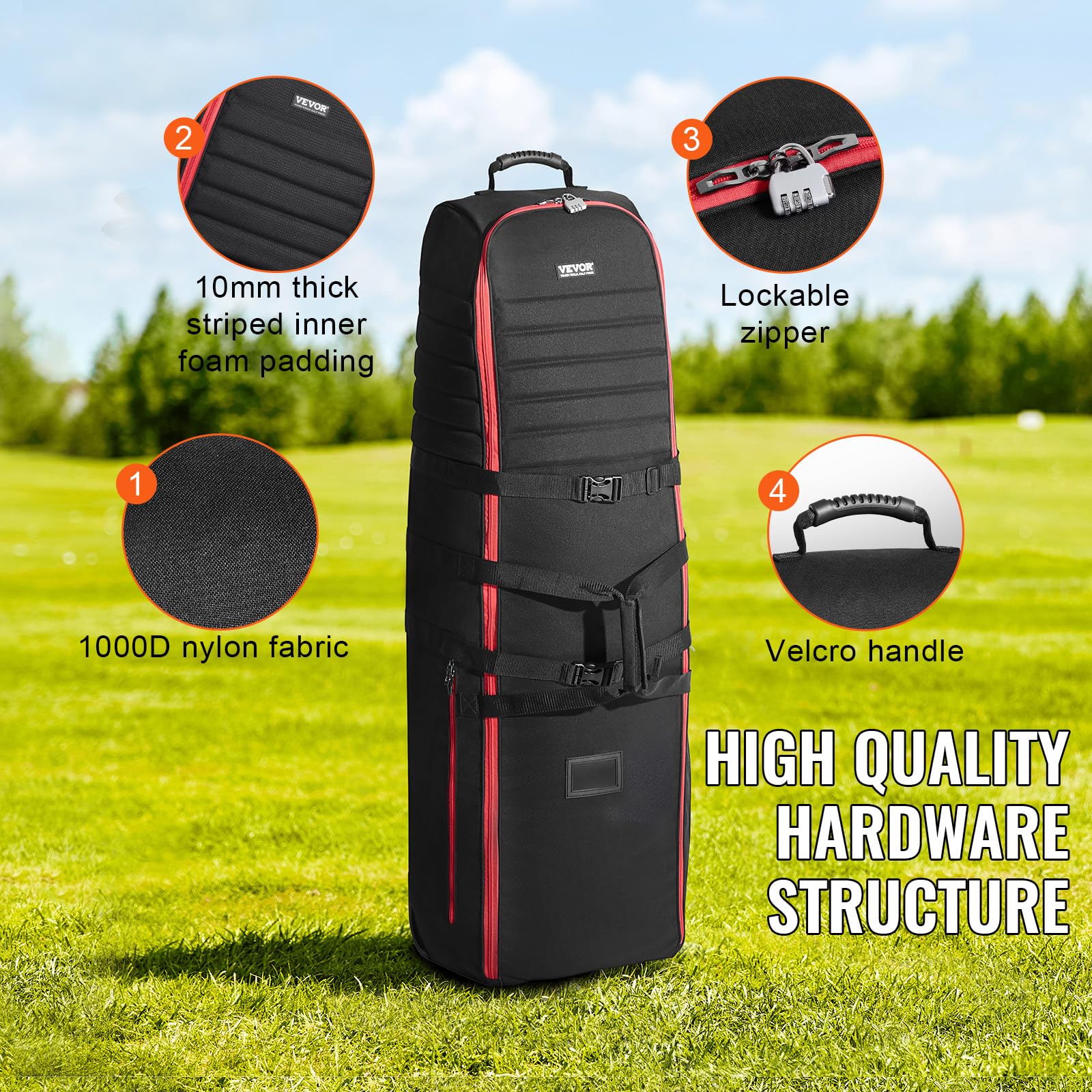Foto 6 pulgar | Bolsa De Viaje De Golf Vevor Heavor Heavy Duty 1000d De Nailon Con Ruedas - Venta Internacional.