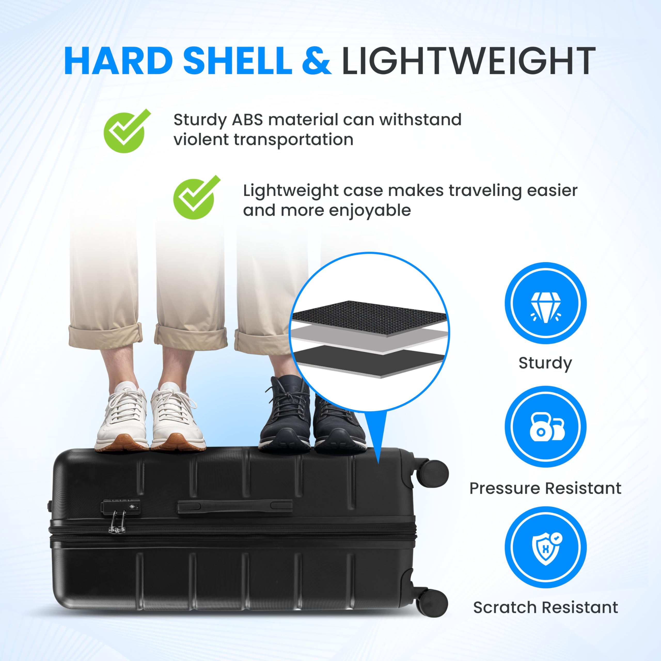 Foto 4 pulgar | Carry On Luggage Simple Deluxe Con Tapa Dura Negra De 24 Pulgadas - Venta Internacional.