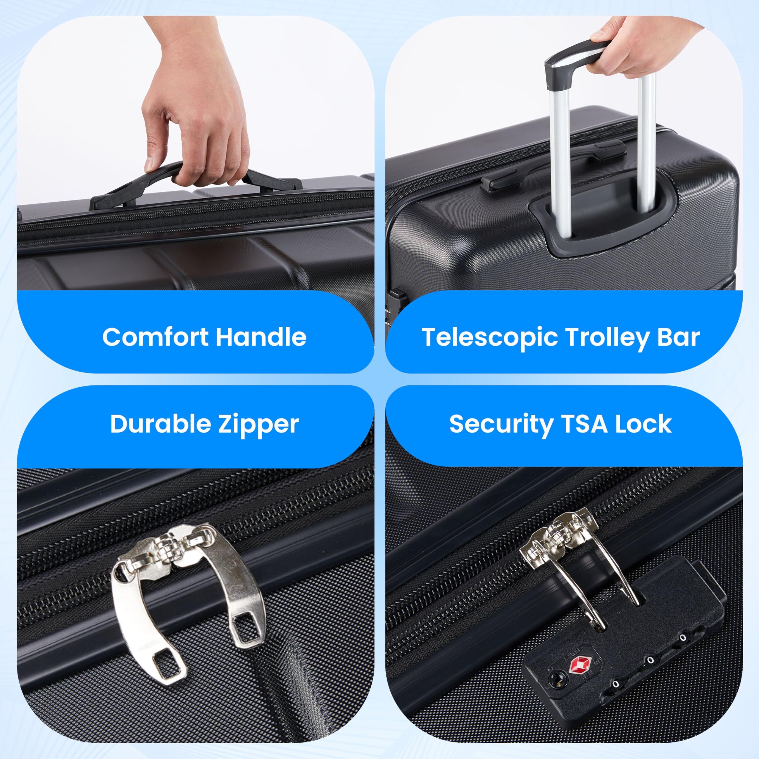 Foto 5 pulgar | Carry On Luggage Simple Deluxe Con Tapa Dura Negra De 24 Pulgadas - Venta Internacional.