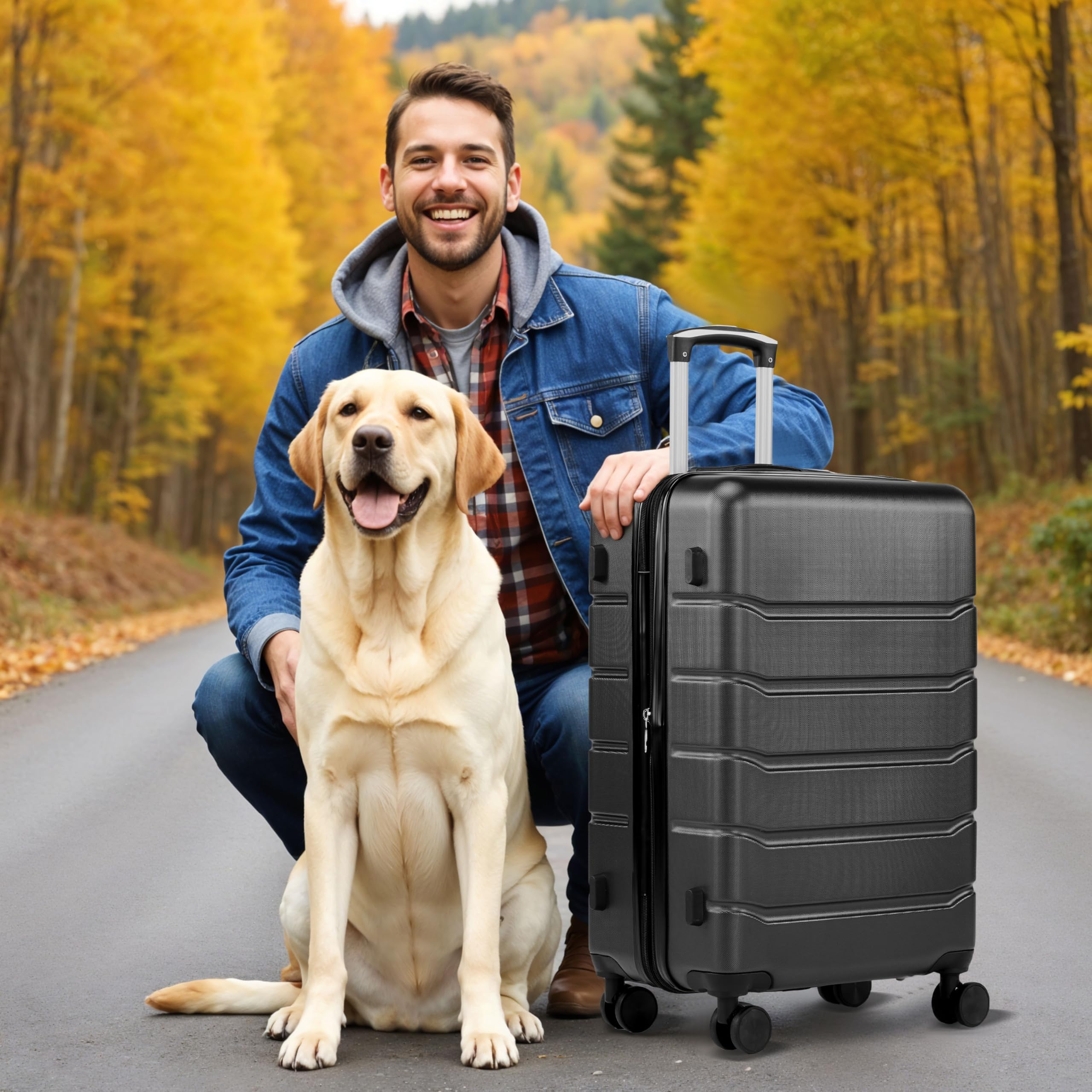 Foto 8 pulgar | Carry On Luggage Simple Deluxe Con Tapa Dura Negra De 24 Pulgadas - Venta Internacional.