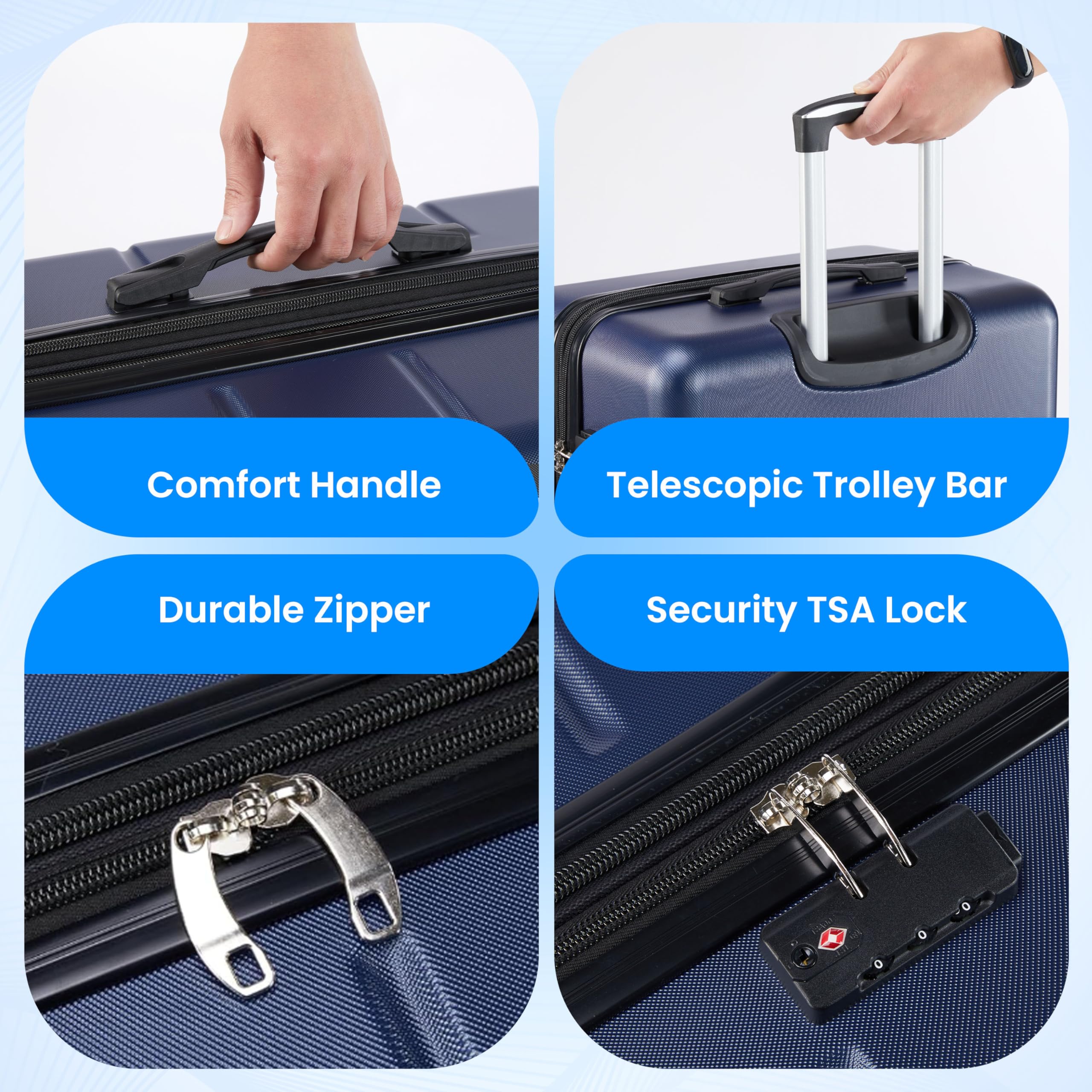 Foto 5 pulgar | Luggage Simple Deluxe Carry On De 20 Pulgadas Con Ruedas Giratorias Blu - Venta Internacional.