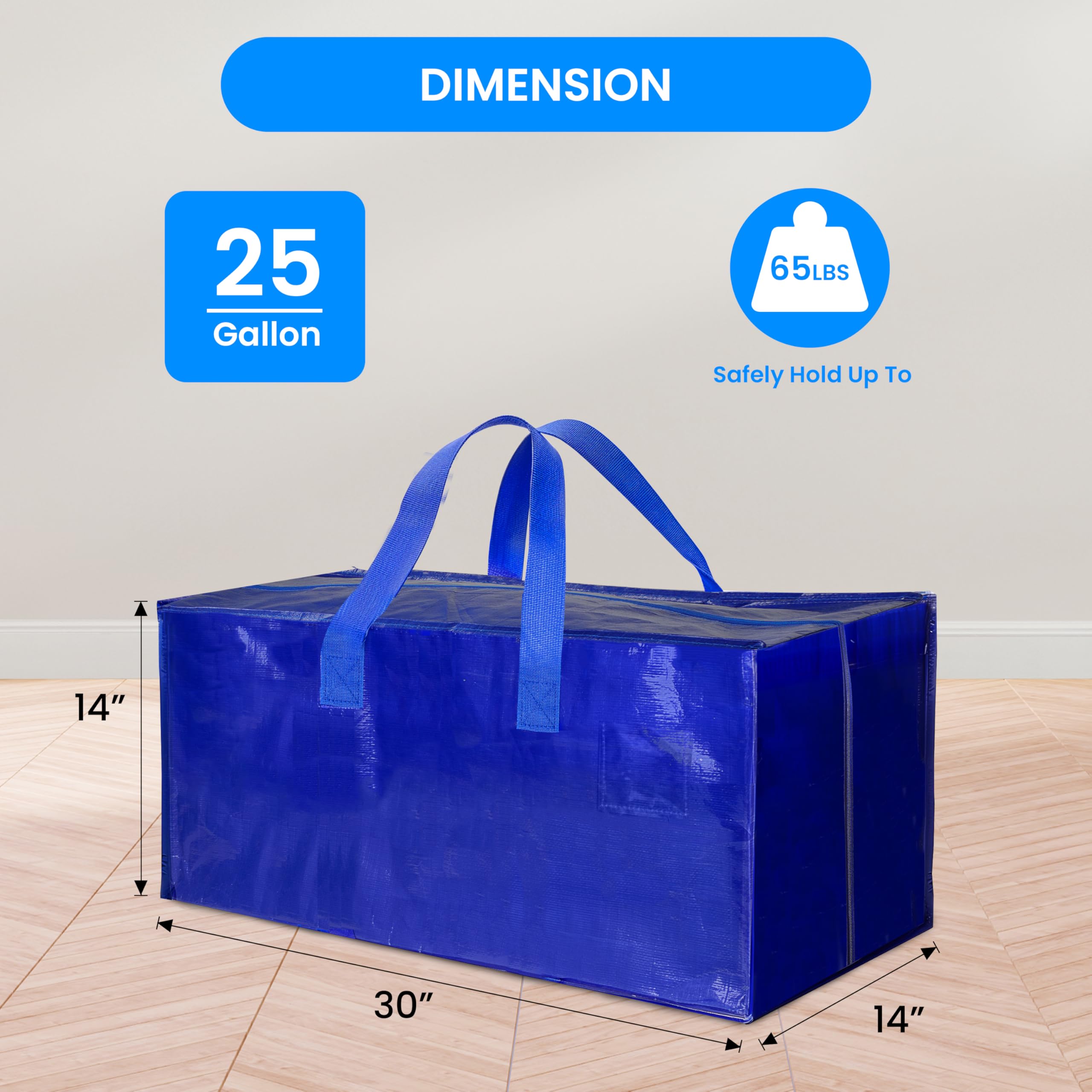 Foto 2 | Bolsas De Mudanza Simple Deluxe, Paquete De 12 Unidades, Extra Grandes Con Correas, Azules - Venta Internacional.