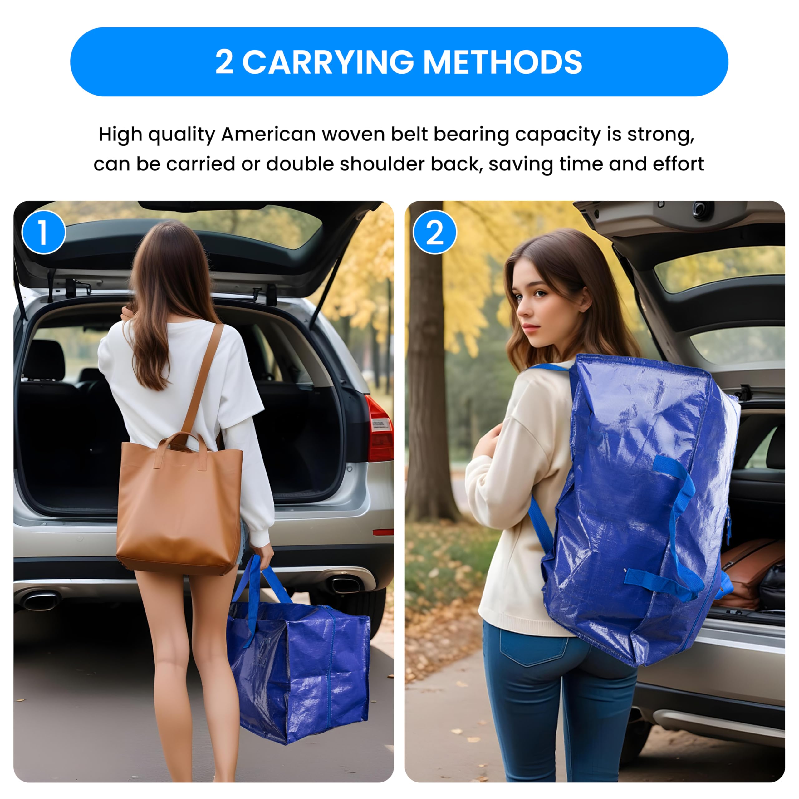 Foto 6 pulgar | Bolsas De Mudanza Simple Deluxe, Paquete De 12 Unidades, Extra Grandes Con Correas, Azules - Venta Internacional.