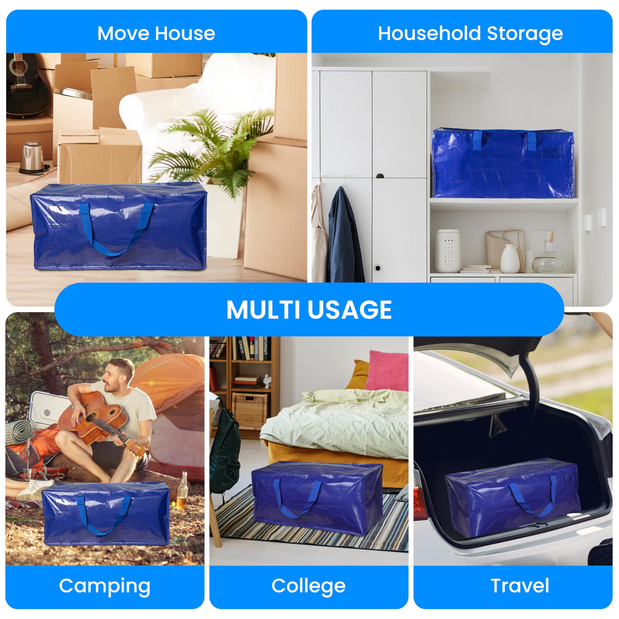Foto 7 pulgar | Bolsas De Mudanza Simple Deluxe, Paquete De 12 Unidades, Extra Grandes Con Correas, Azules - Venta Internacional.
