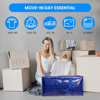Foto 7 | Bolsas De Mudanza Simple Deluxe, Paquete De 12 Unidades, Extra Grandes Con Correas, Azules - Venta Internacional.
