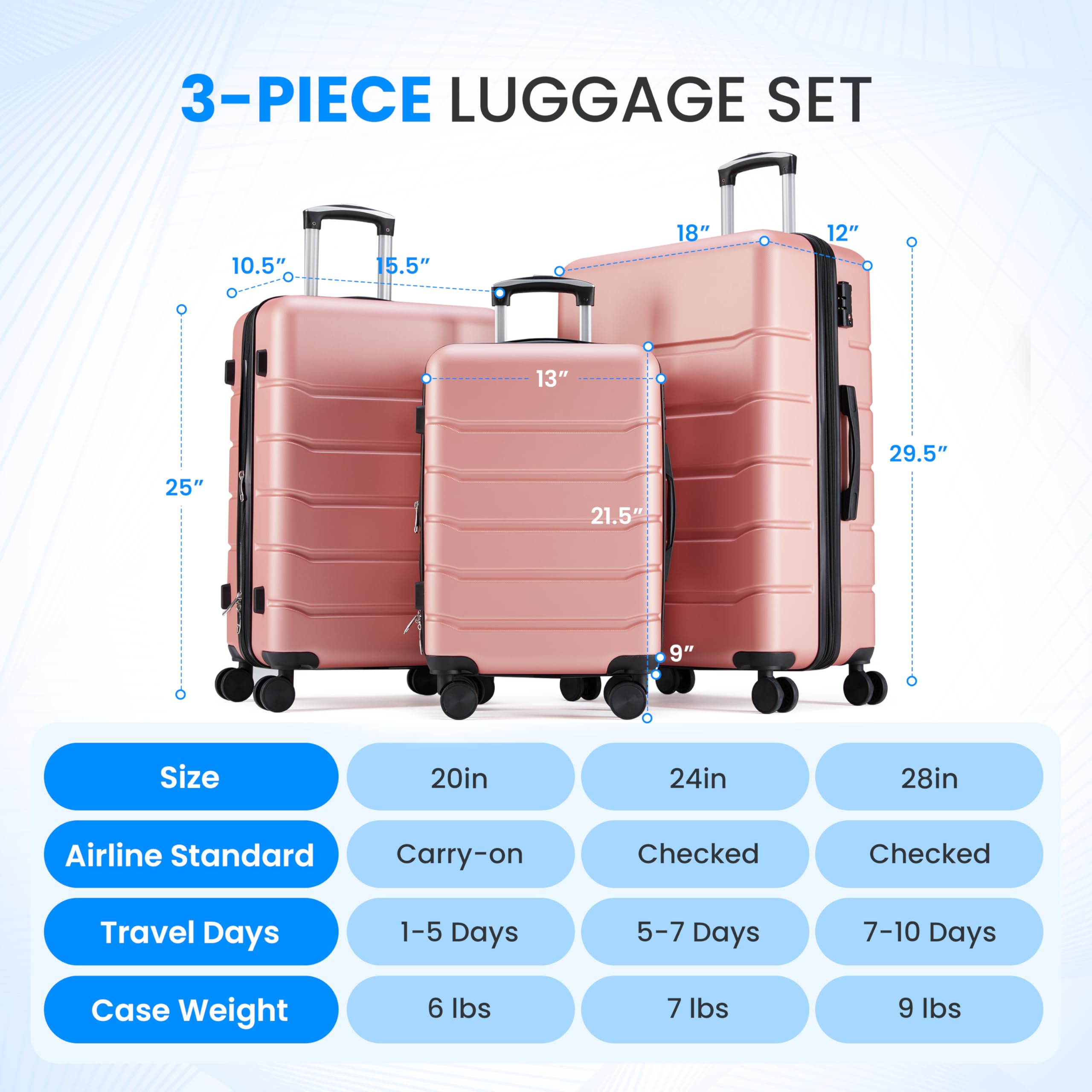 Foto 2 | Luggage Simple Deluxe Carry On De 20 Pulgadas Con Ruedas Giratorias - Venta Internacional.