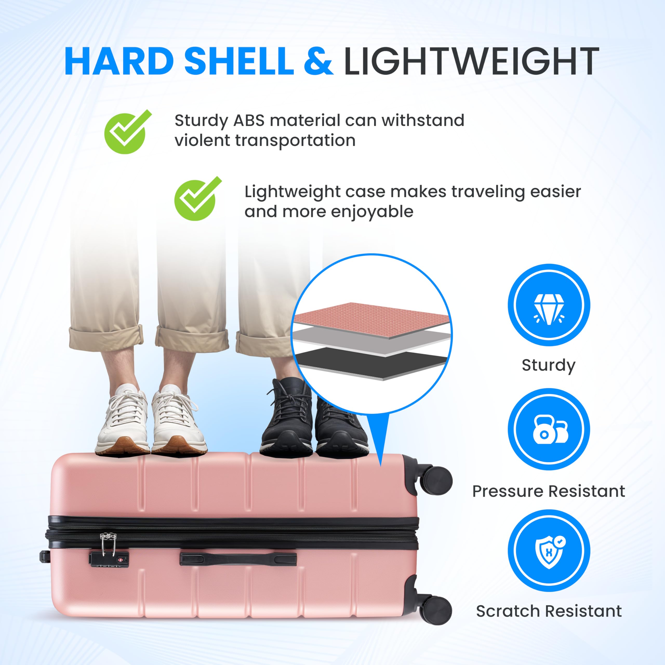 Foto 4 pulgar | Luggage Simple Deluxe Carry On De 20 Pulgadas Con Ruedas Giratorias - Venta Internacional.