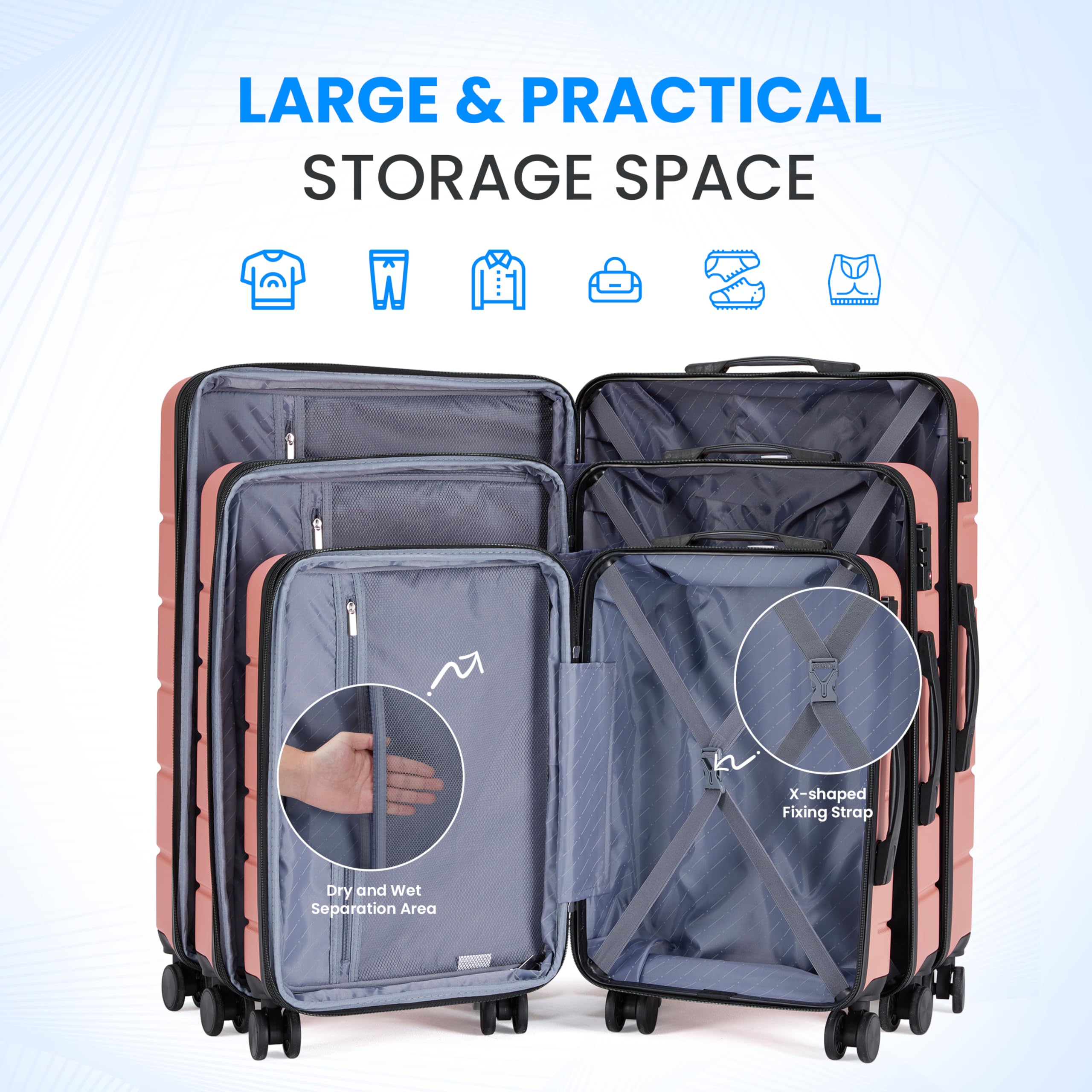 Foto 6 pulgar | Luggage Simple Deluxe Carry On De 20 Pulgadas Con Ruedas Giratorias - Venta Internacional.