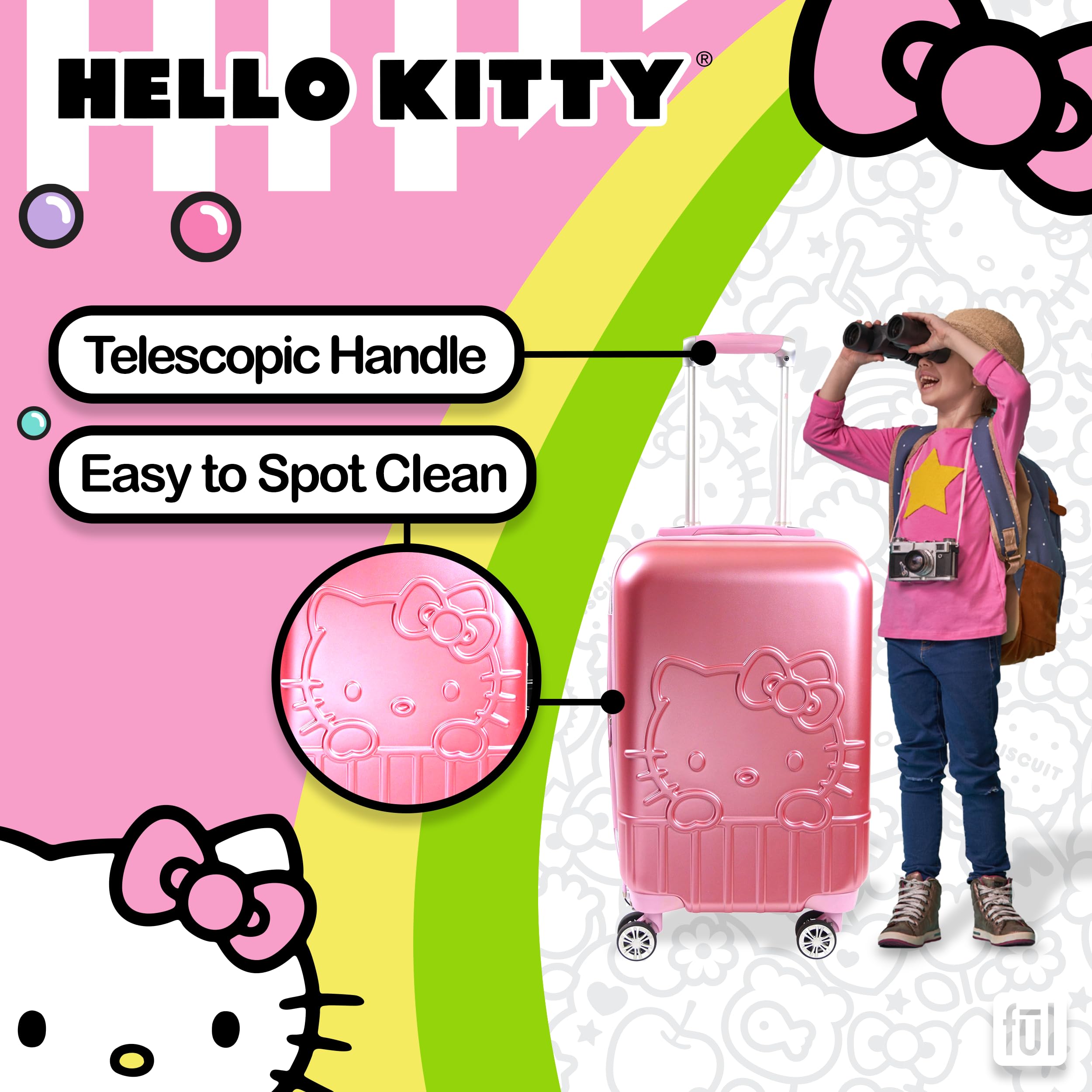 Foto 5 pulgar | Equipaje De Mano Ful Hello Kitty, Carcasa Rígida Moldeada De 21 Pulgadas - Venta Internacional.