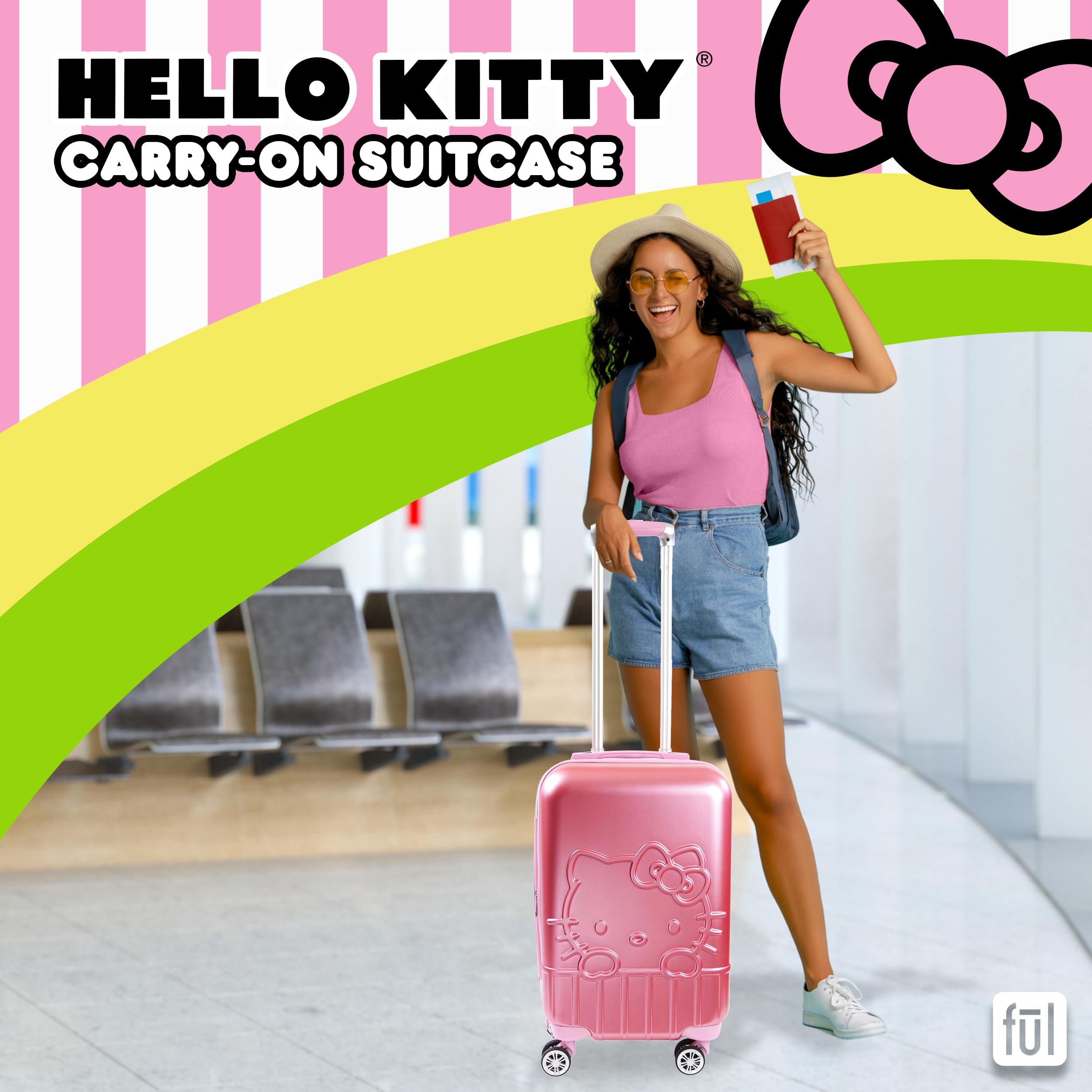 Foto 6 | Equipaje De Mano Ful Hello Kitty, Carcasa Rígida Moldeada De 21 Pulgadas - Venta Internacional.