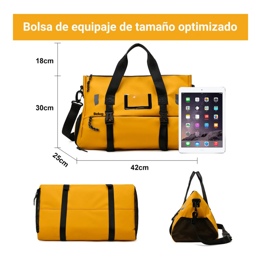Foto 3 pulgar | Maleta Deportiva Bolsa Gym Viaje Belug,  Negro Amarillo
