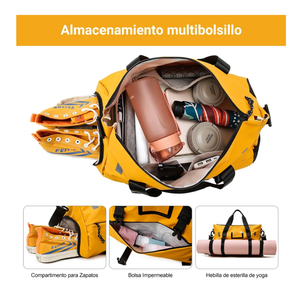 Foto 3 | Maleta Deportiva Bolsa Gym Viaje Belug,  Negro Amarillo