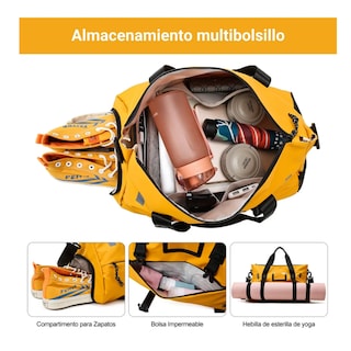 Foto 3 | Maleta Deportiva Bolsa Gym Viaje Belug, Negro Amarillo