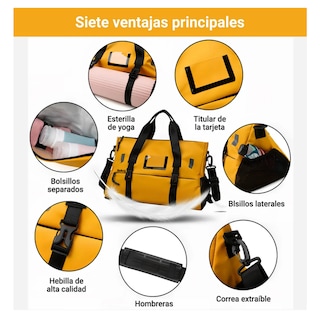 Foto 4 | Maleta Deportiva Bolsa Gym Viaje Belug, Negro Amarillo