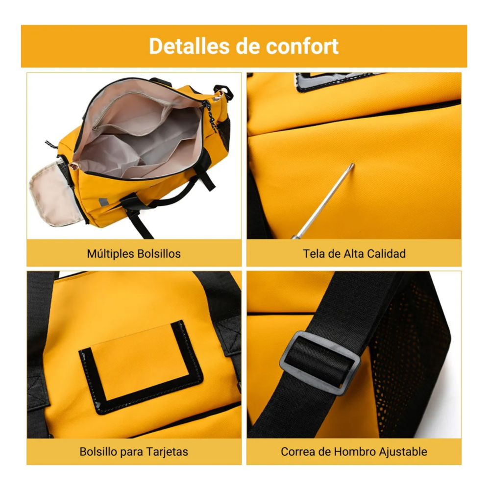 Foto 6 pulgar | Maleta Deportiva Bolsa Gym Viaje Belug,  Negro Amarillo