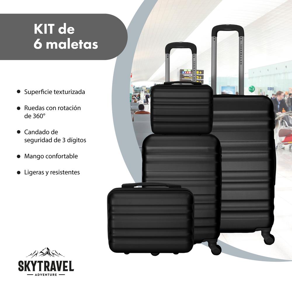Foto 3 pulgar | Set De 6 Maletas De Viaje Abs Con Candado Antirrobo 4 Ruedas Multicolor