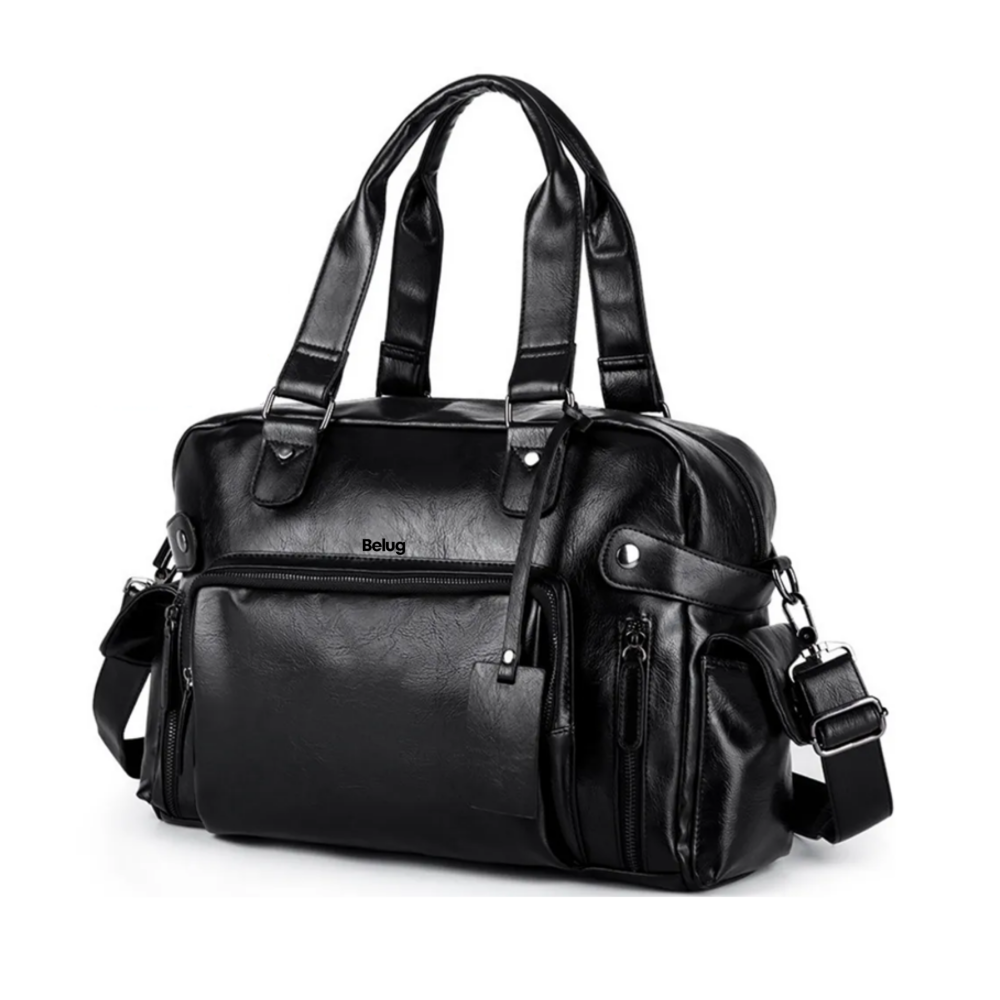 Bolso De Mano Tipo Maletín De Hombro Cuero Para Viaje Hombre Belug, Negro