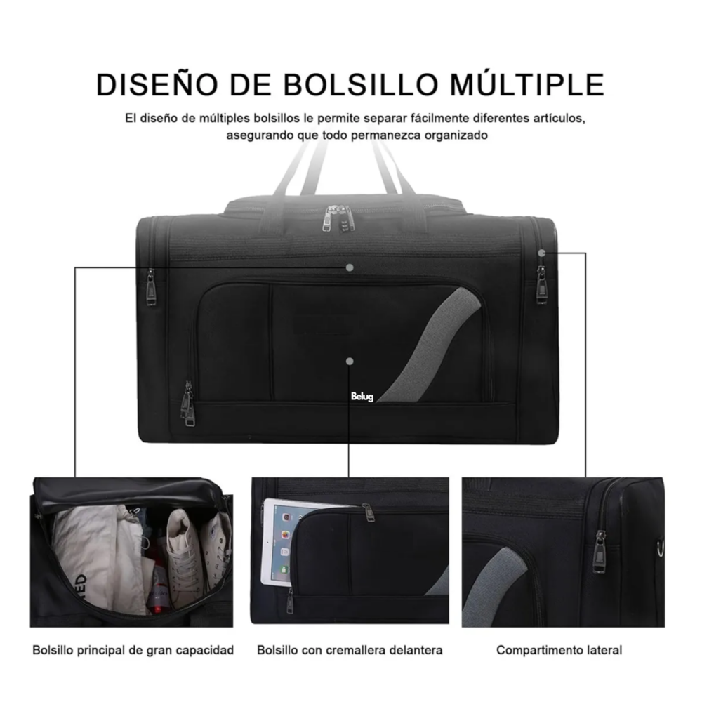 Foto 5 pulgar | Maleta Gym Deportiva  Belug Bolsa Viaje Mochila Fitness Negro