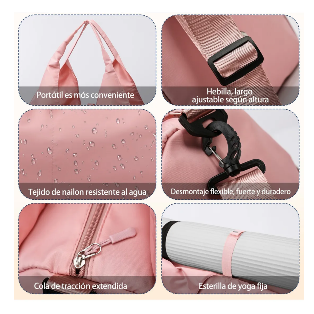 Foto 5 pulgar | Bolsa De Yoga 2 Piezas Maleta Deportiva Belug, Rosa