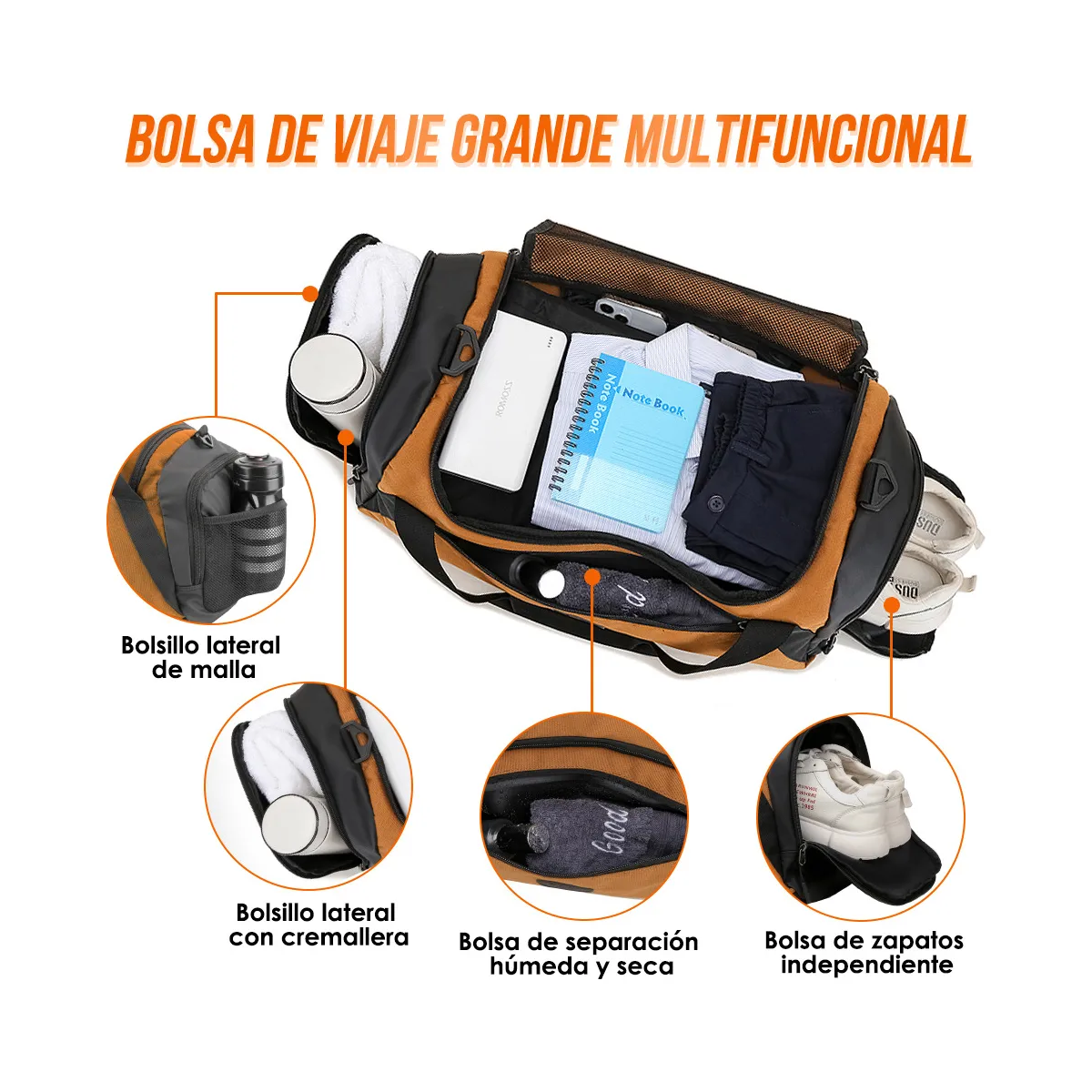Foto 3 pulgar | Maleta Bolsa De Viaje 40l Impermeable Eo Safe Imports Esi-19440 Amarilla