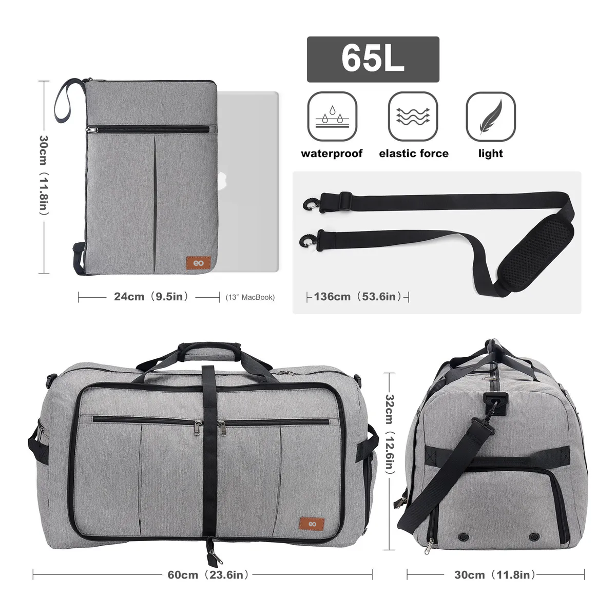 Foto 3 | Maleta De Viaje De Mano 65l Eo Safe Imports Esi-19438 Gris