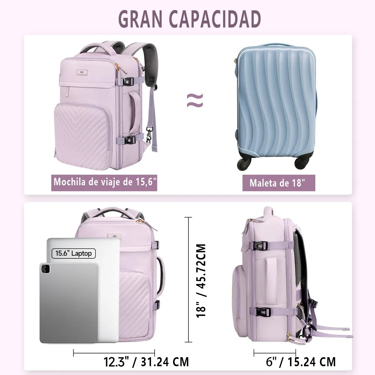Foto 4 pulgar | Mochilas De Viaje Eo Safe Imports Esi-19436 Purpura