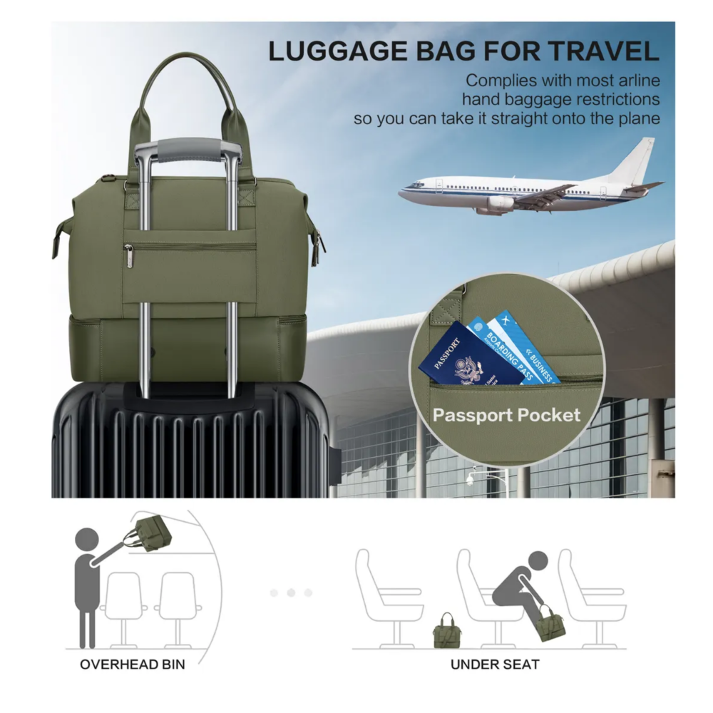 Foto 5 | Maletas Bolsa De Gym Bolsillo Separado Para Viaje Belug,  Verde Militar