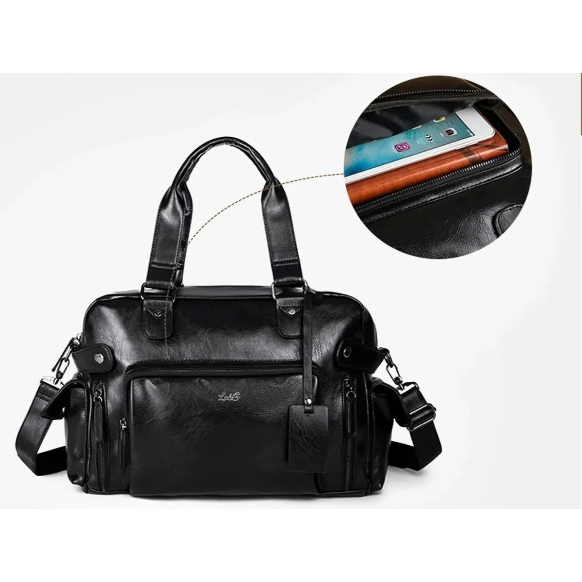 Foto 3 pulgar | Bolso De Mano Tipo Maletín De Hombro Cuero Para Viaje Hombre Lab.g Negro