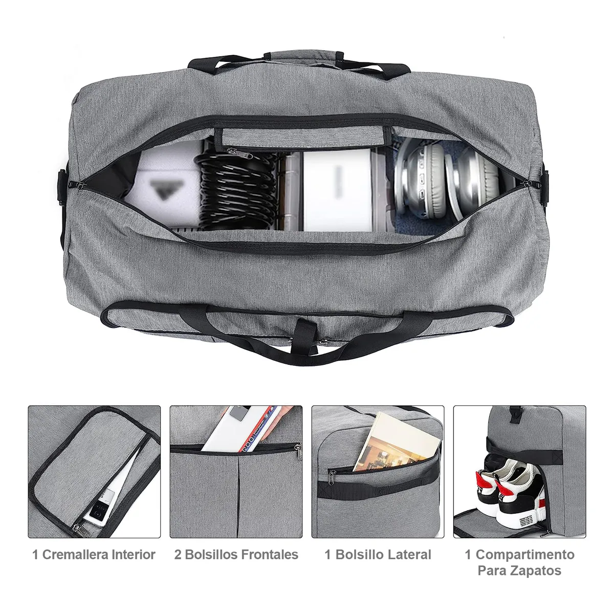 Foto 4 pulgar | Maletas Viaje Bolsa Equipaje De Grande 65 Litros Lab.g Gris
