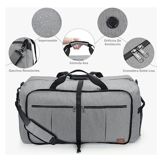 Foto 4 | Maletas Viaje Bolsa Equipaje De Grande 65 Litros Lab.g Gris