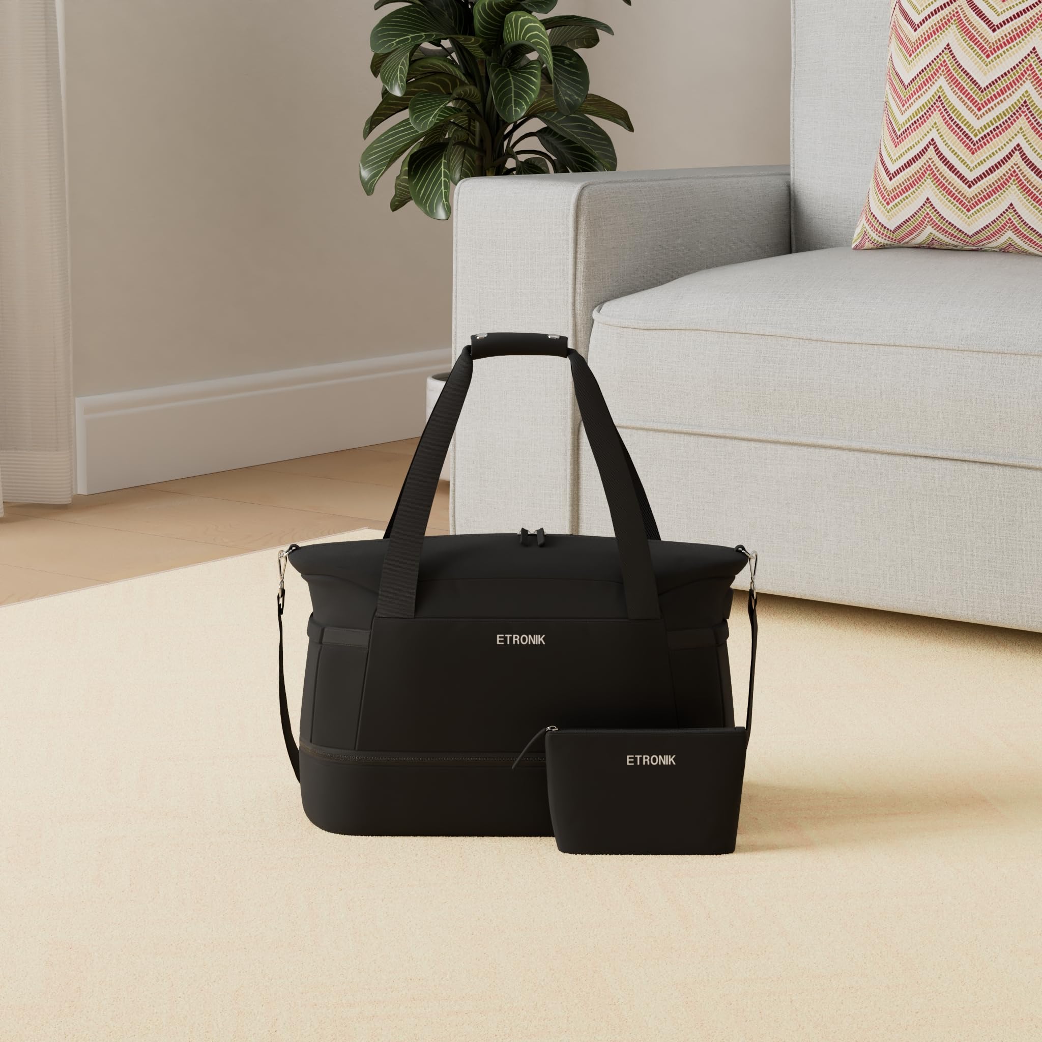 Foto 3 pulgar | Bolsa Deportiva Etronik Para Mujer De 47 Litros Con Compartimento Para Zapatos, Color Negro - Venta Internacional.