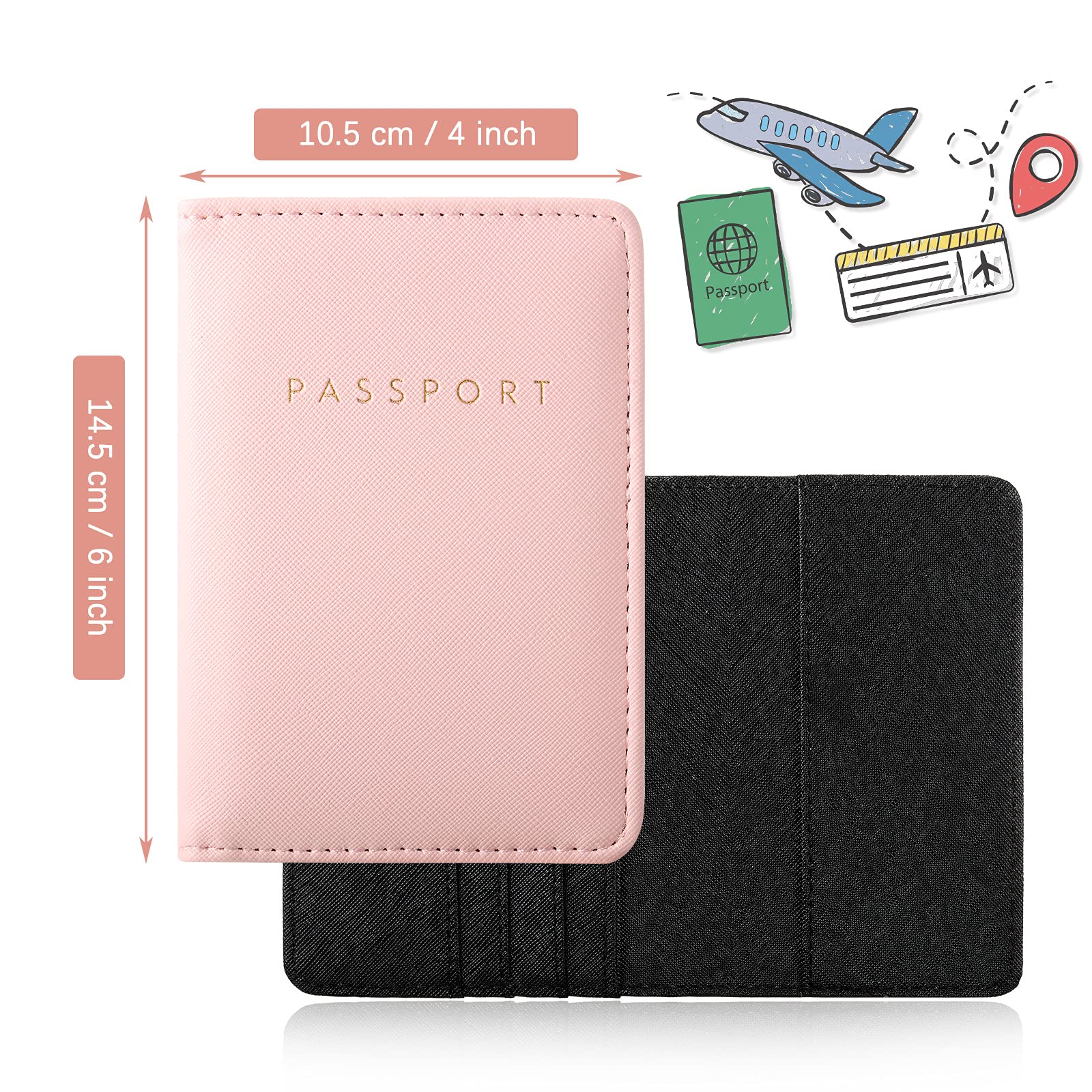 Foto 3 pulgar | Funda Para Pasaporte Frienda Para Mujer, Clásica, Rosa Y Negra - Venta Internacional.