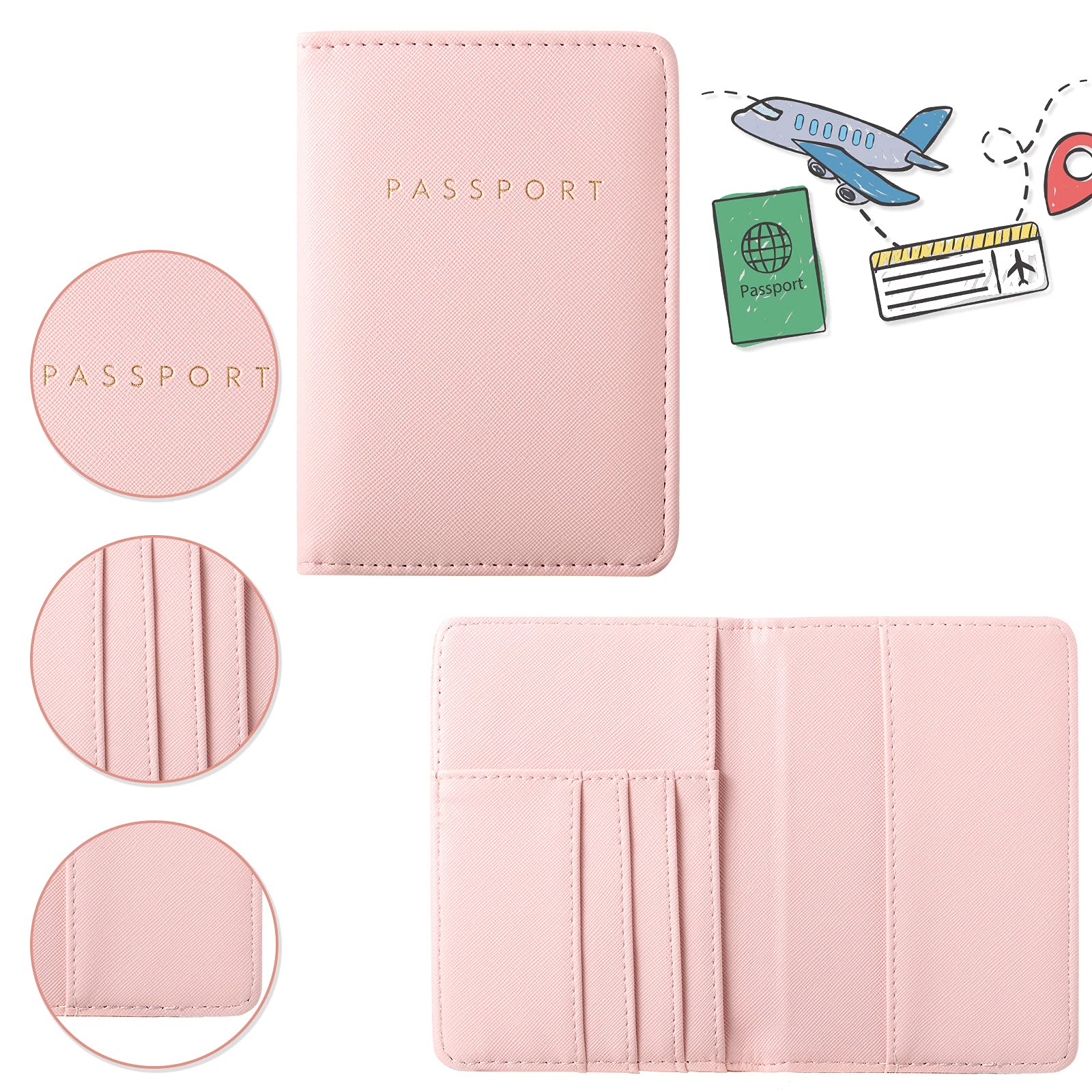 Foto 4 pulgar | Funda Para Pasaporte Frienda Para Mujer, Clásica, Rosa Y Negra - Venta Internacional.