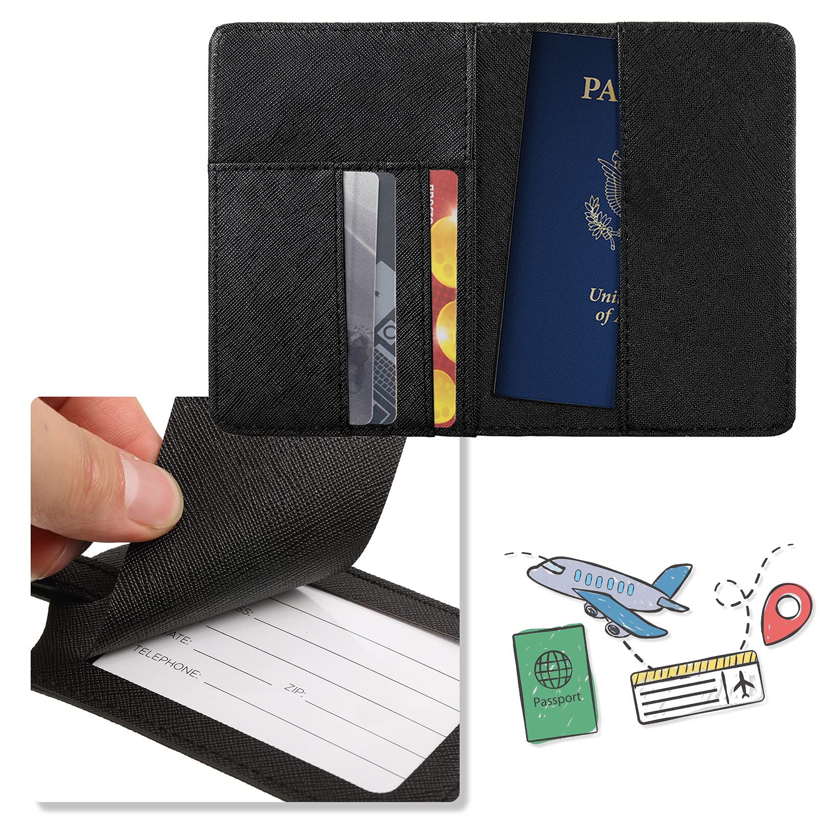 Foto 5 pulgar | Funda Para Pasaporte Frienda Para Mujer, Clásica, Rosa Y Negra - Venta Internacional.