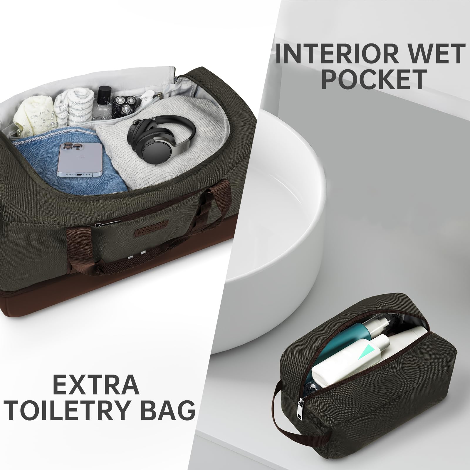Foto 4 pulgar | Bolsa De Viaje Etronik Duffle & Gym Con Compartimento Para Zapatos 42 L, Color Verde - Venta Internacional.