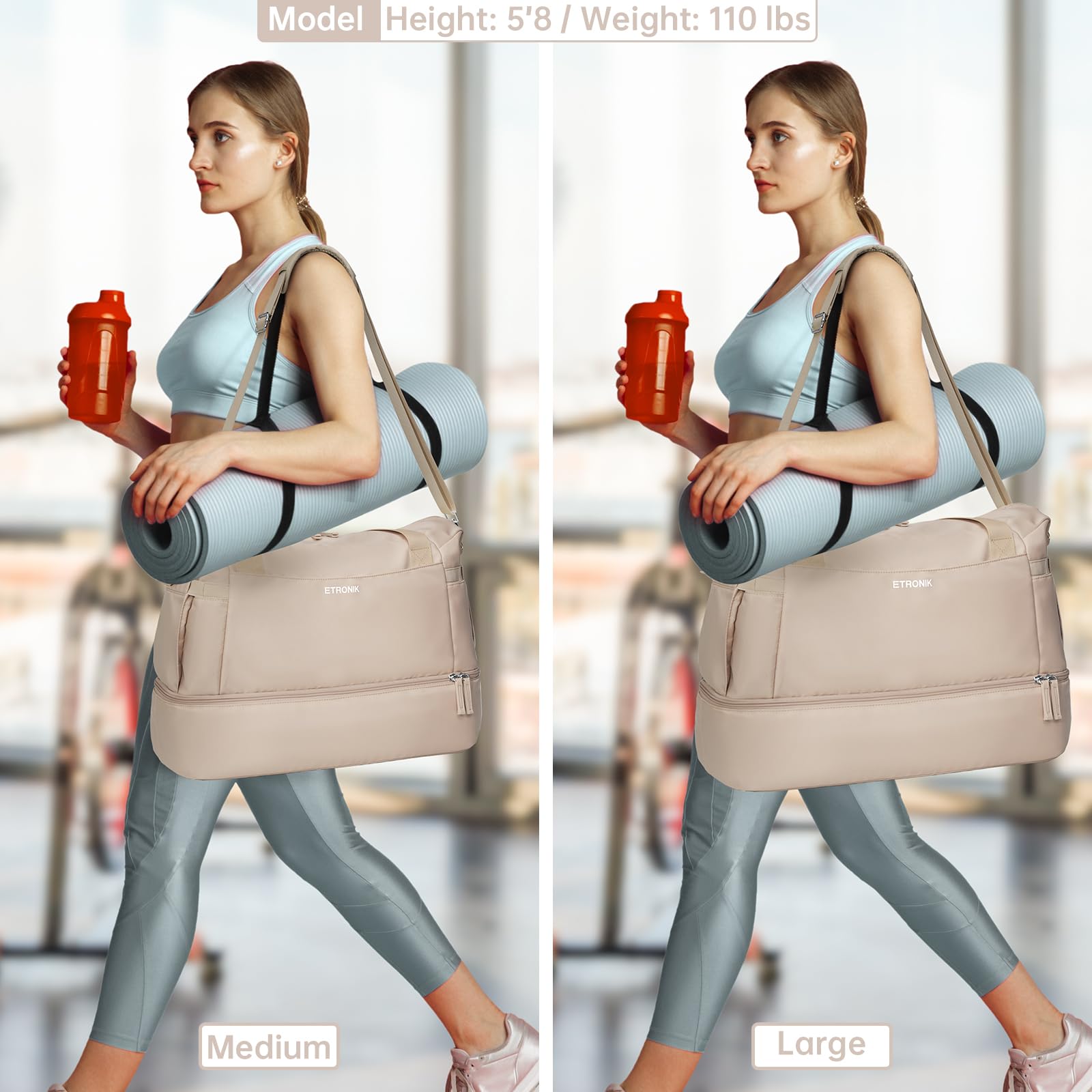 Foto 8 pulgar | Bolsa De Gimnasio Etronik Para Mujer Con Puerto De Carga Usb Y Bolsillo Húmedo - Venta Internacional.