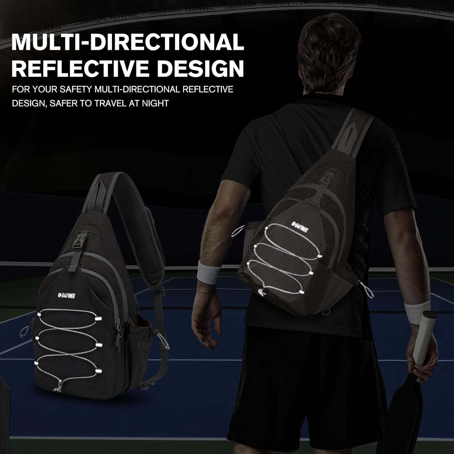 Foto 4 pulgar | Bolsa De Pickleball G4free, Bandolera Grande, Negra, Para Hombre Y Mujer - Venta Internacional.